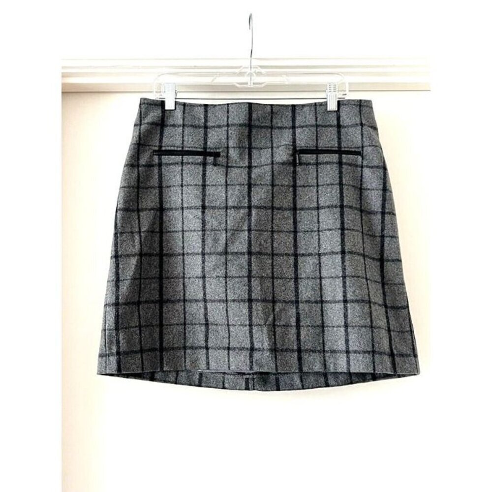 Kenar NWT Size 10 Dark Gray Plaid Wool Blend Y2K 90s City Rock‎ Mini Skirt